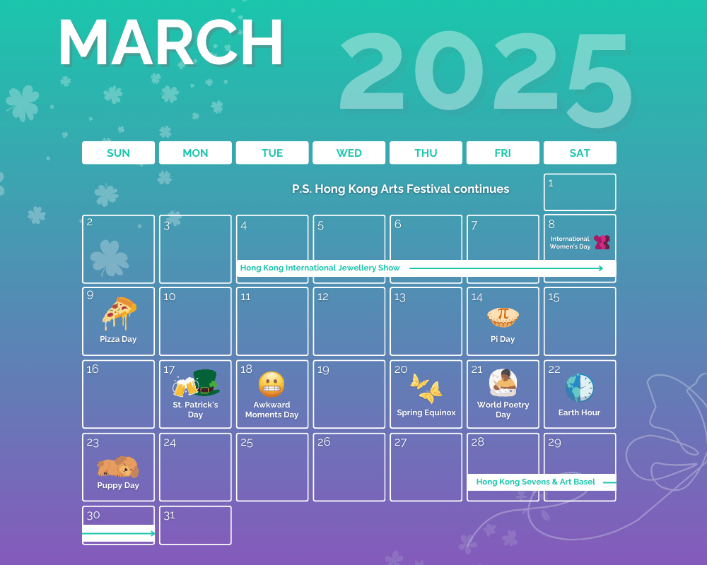 Marketing calendar for March 2025
